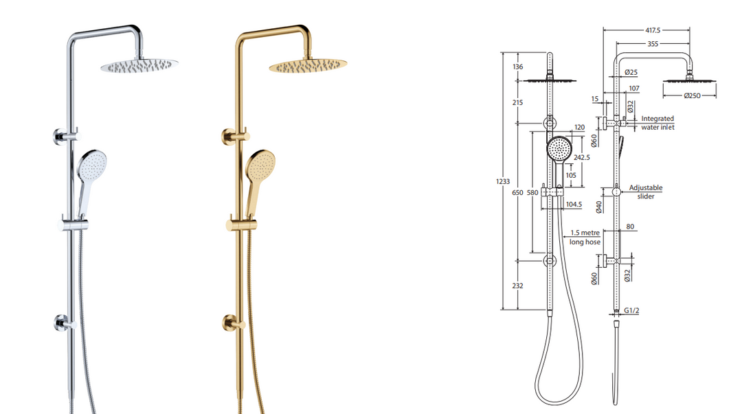 Fienza Kaya Twin Shower, Brushed Copper