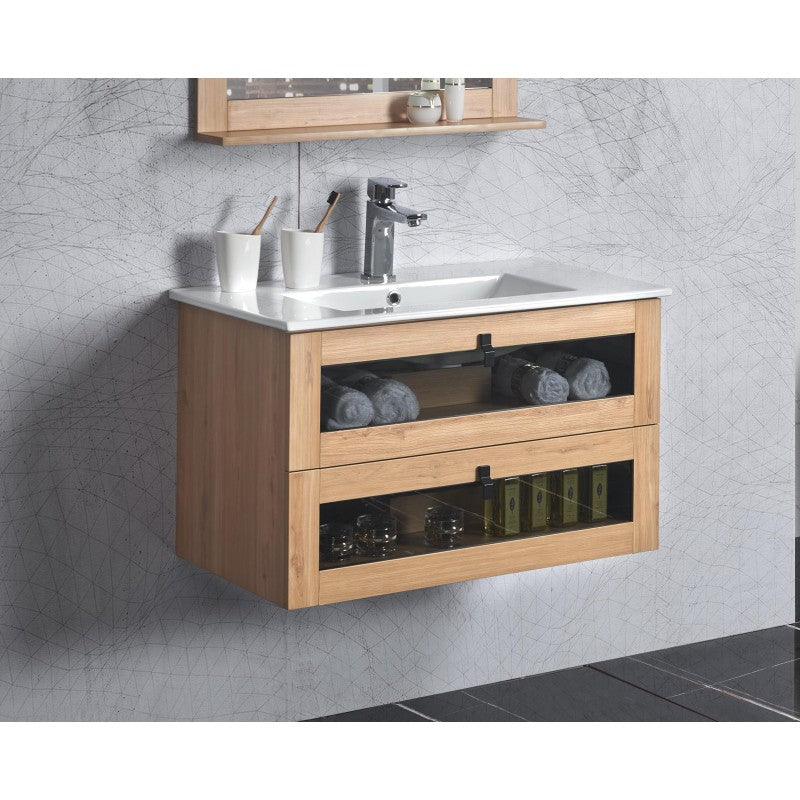 Manhattan Wall Hung White Oak Vanity 600mm