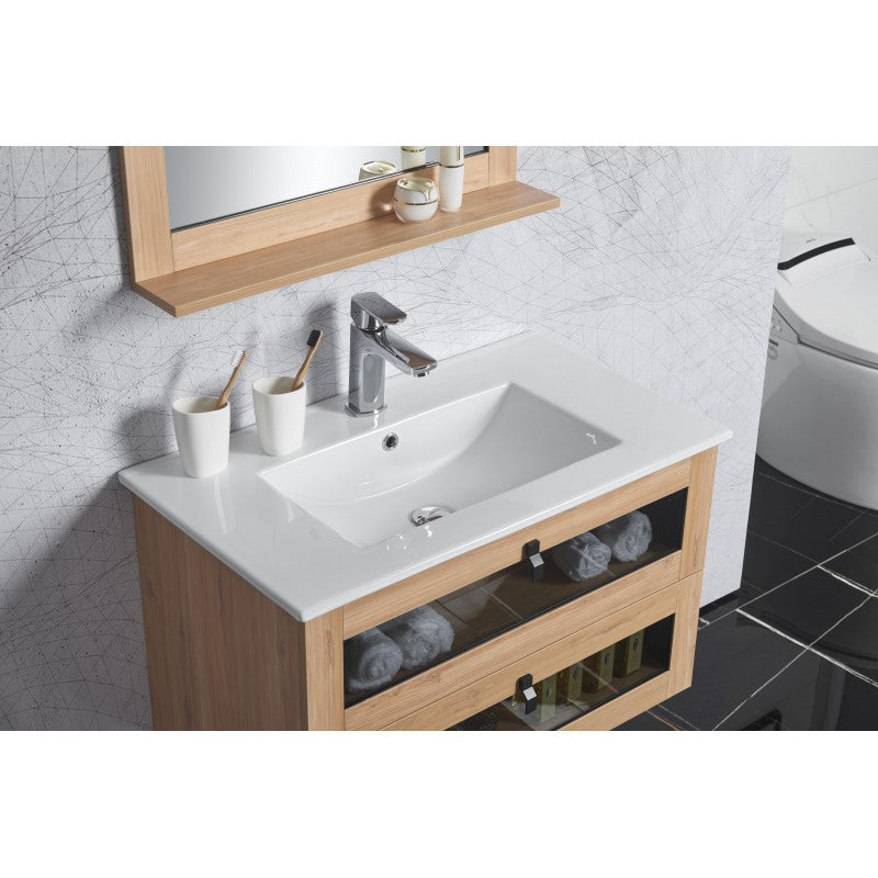Manhattan Wall Hung White Oak Vanity 600mm