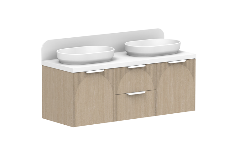 ADP Archie 1350 Door & Drawer Double Bowl Wall Hung Vanity