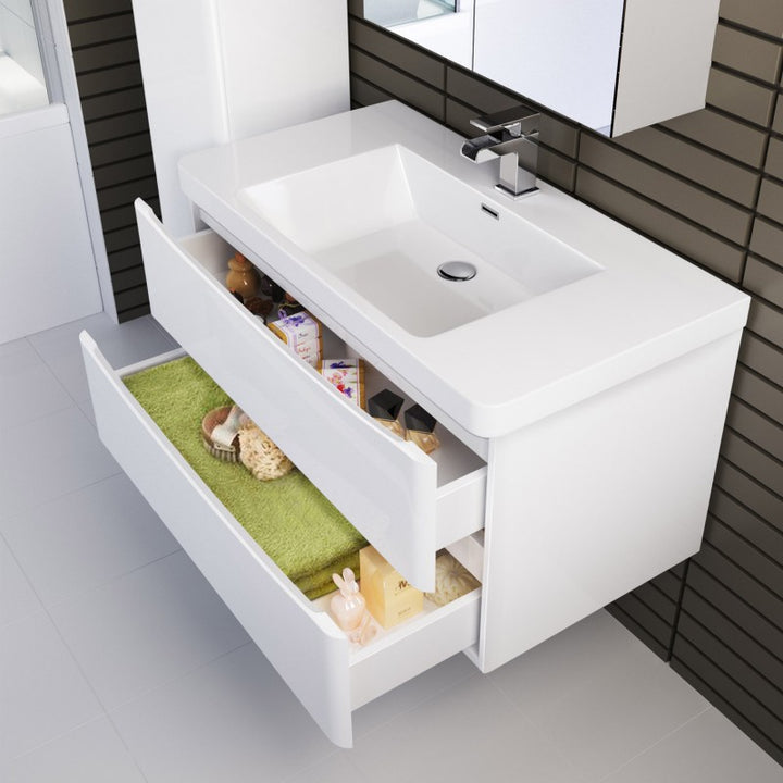Ancona Single Wall Hung Gloss White Vanity 1200mm
