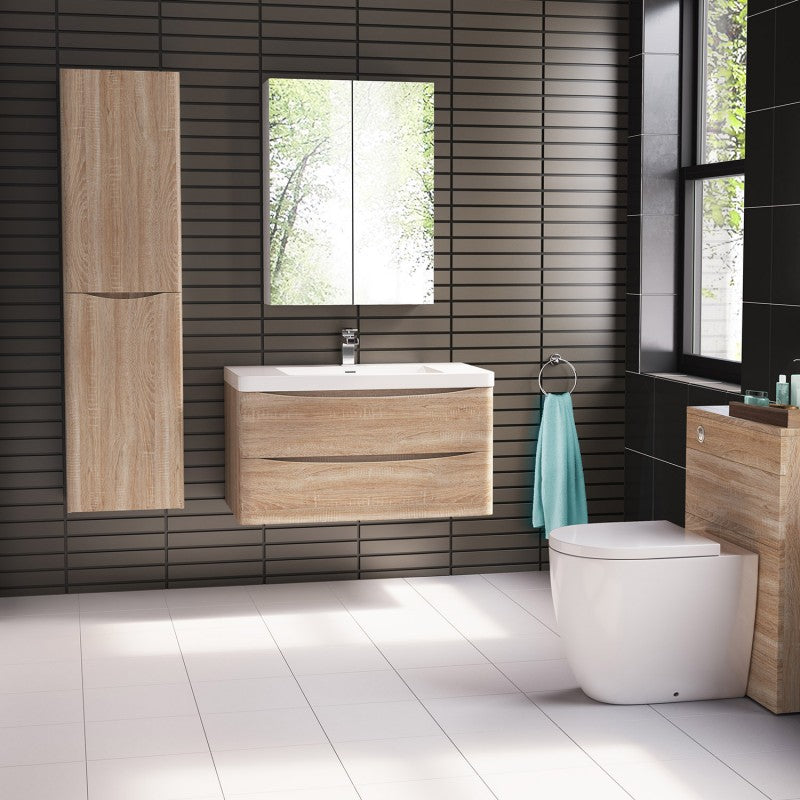 Ancona Single Wall Hung White Oak Vanity 1200mm