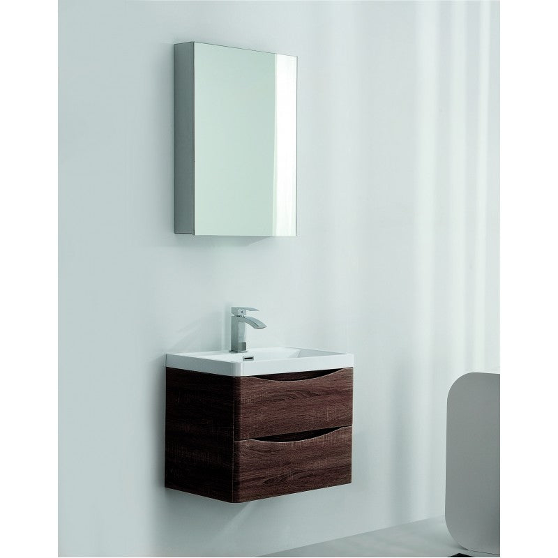Ancona Wall Hung Rose Wood Vanity 600mm