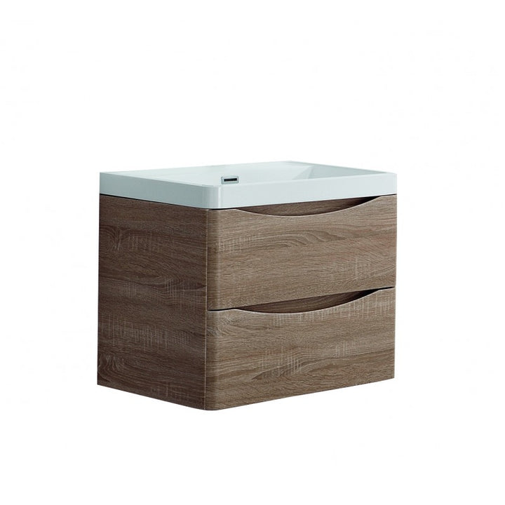 Ancona Wall Hung White Oak Vanity 600mm