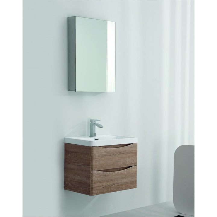 Ancona Wall Hung White Oak Vanity 600mm