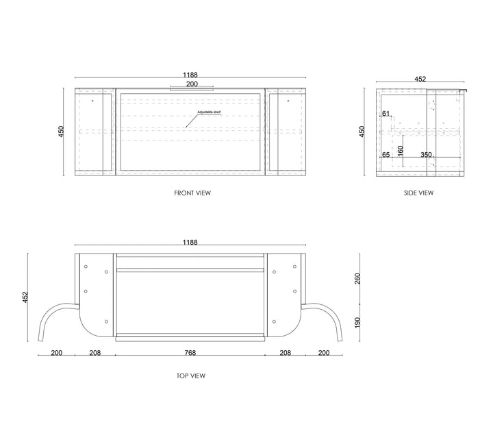 Otti Hampshire 1200mm Satin White Wall Hung Curve Vanity