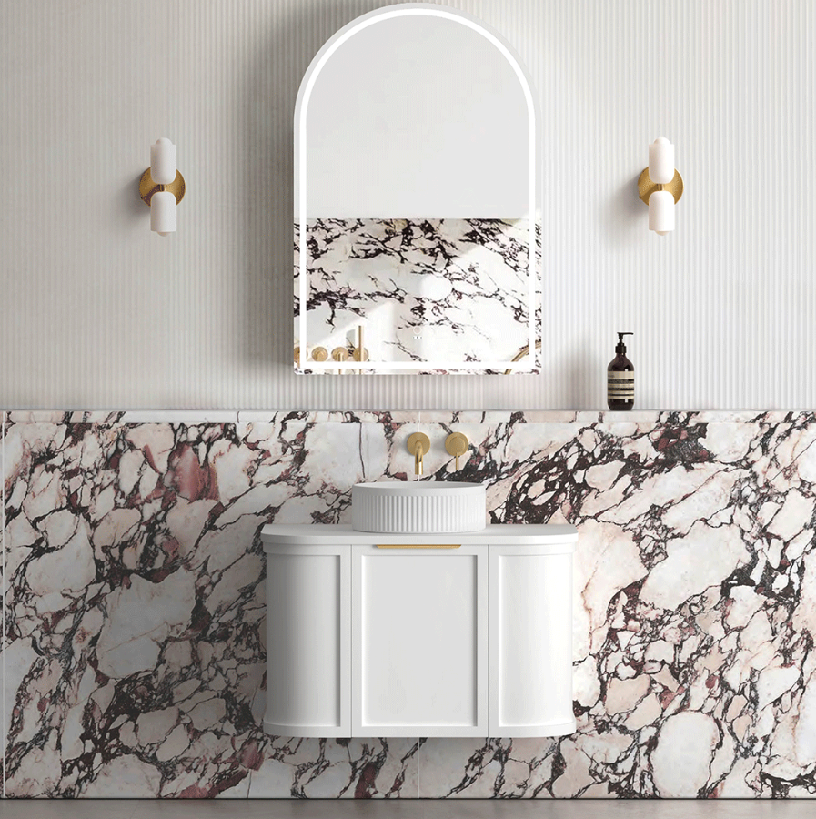 Otti Hampshire 750mm Satin White Wall Hung Curve Vanity