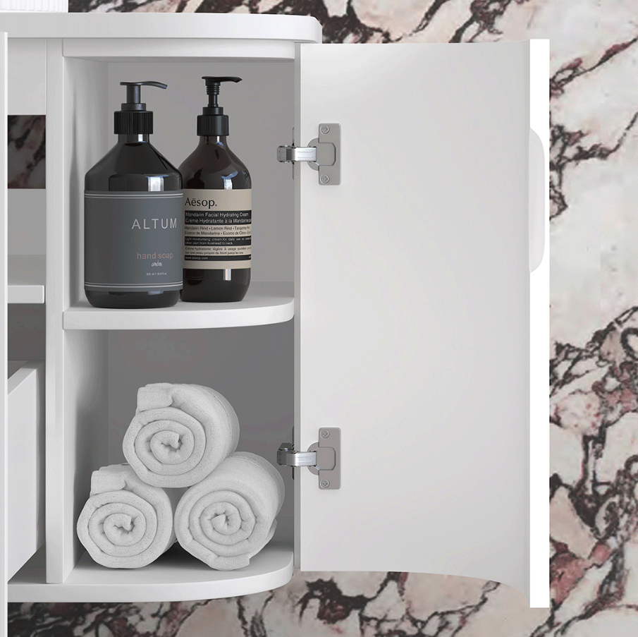Otti Hampshire 750mm Satin White Wall Hung Curve Vanity
