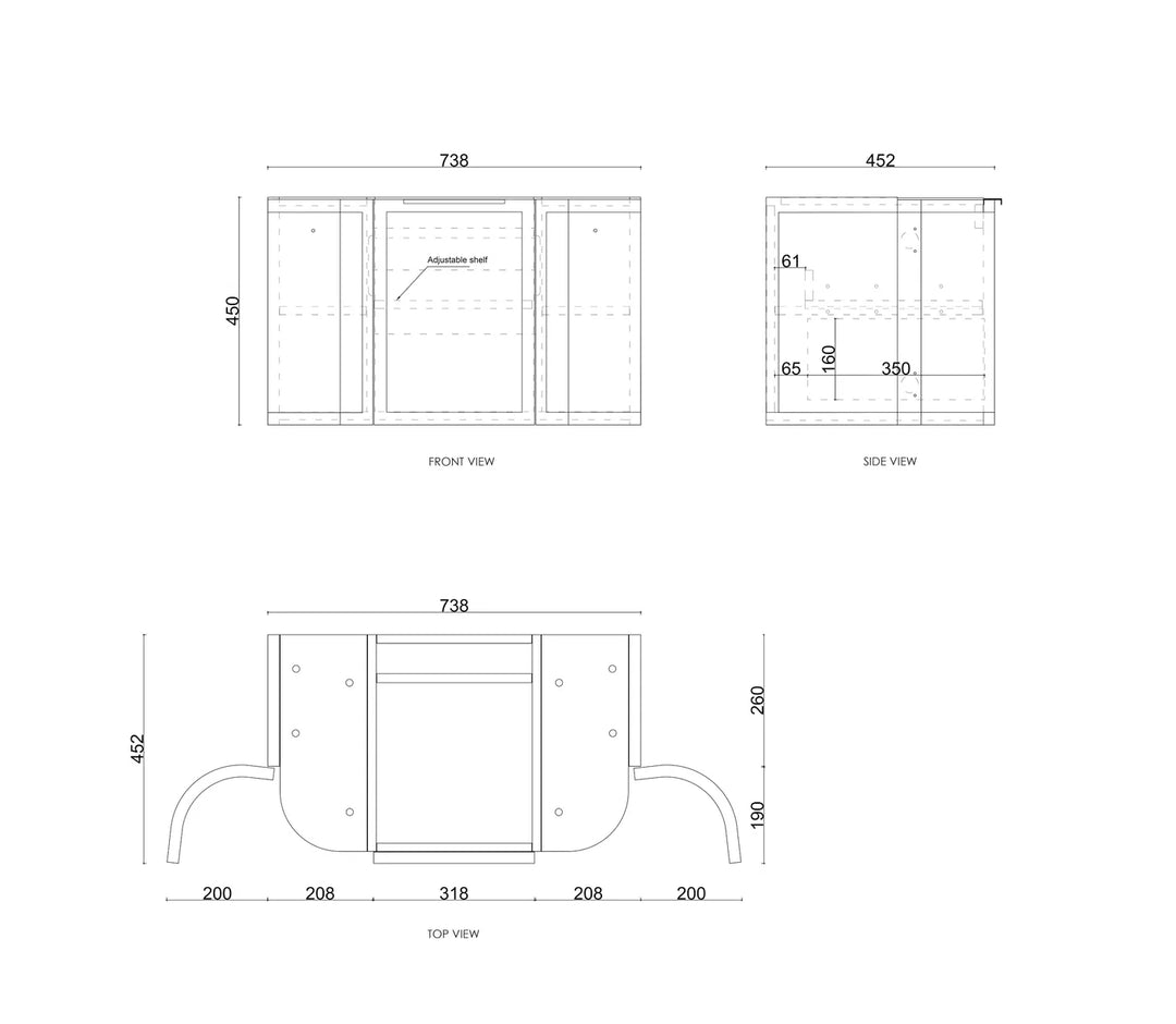 Otti Hampshire 750mm Satin White Wall Hung Curve Vanity