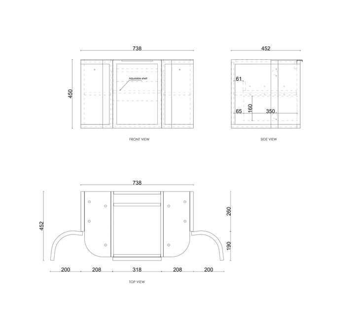 Otti Hampshire 750mm Satin White Wall Hung Curve Vanity