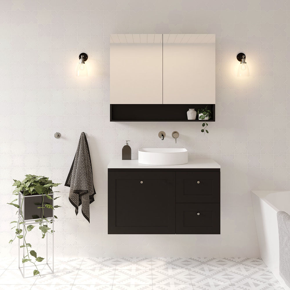 Fienza Aluca 900 Display Shelf Mirror Cabinet