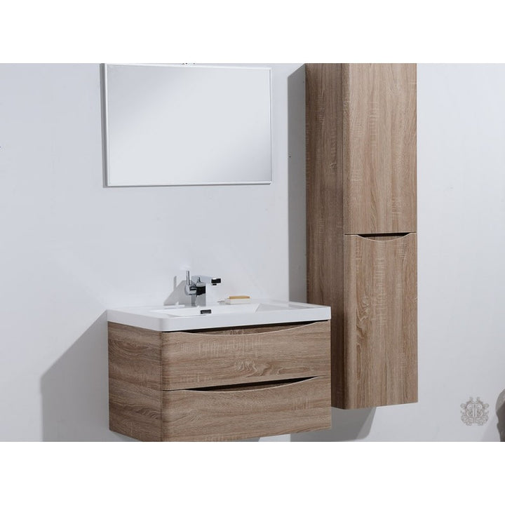 Ancona Wall Hung White Oak Vanity 900mm