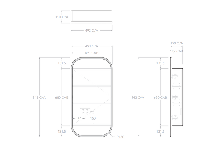ADP Quinn Mirrored Cabinet 943x493mm