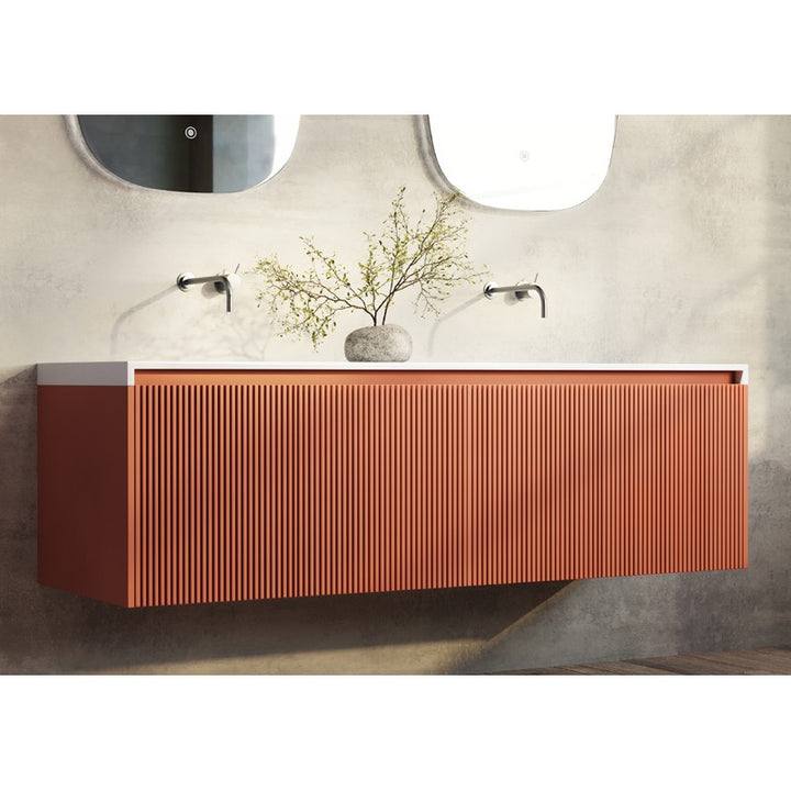 Rimini Wall Hung Vanity Potters Clay 1500mm