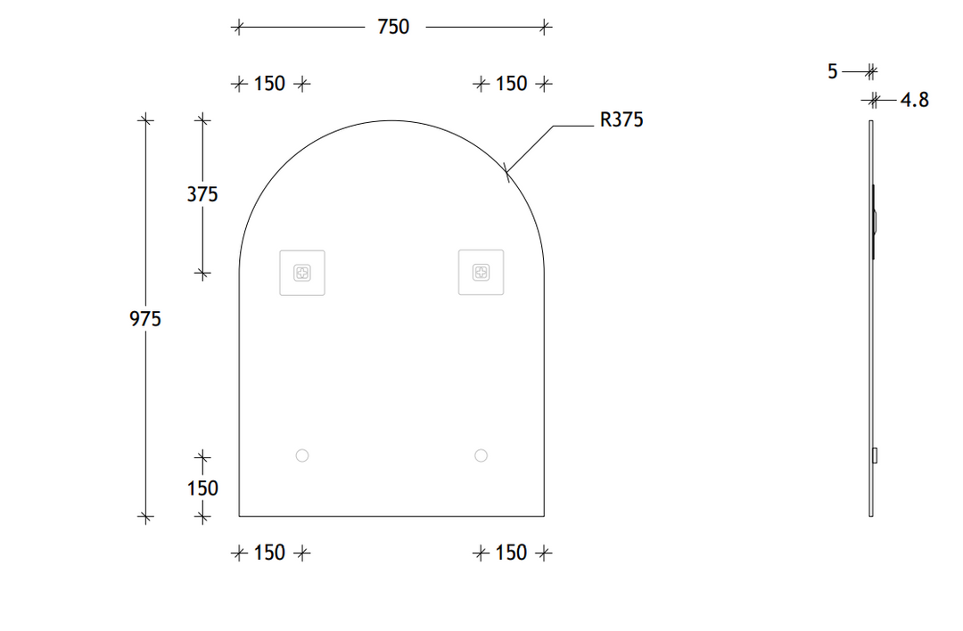 ADP Arch Frameless Mirror