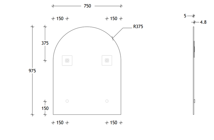 ADP Arch Frameless Mirror