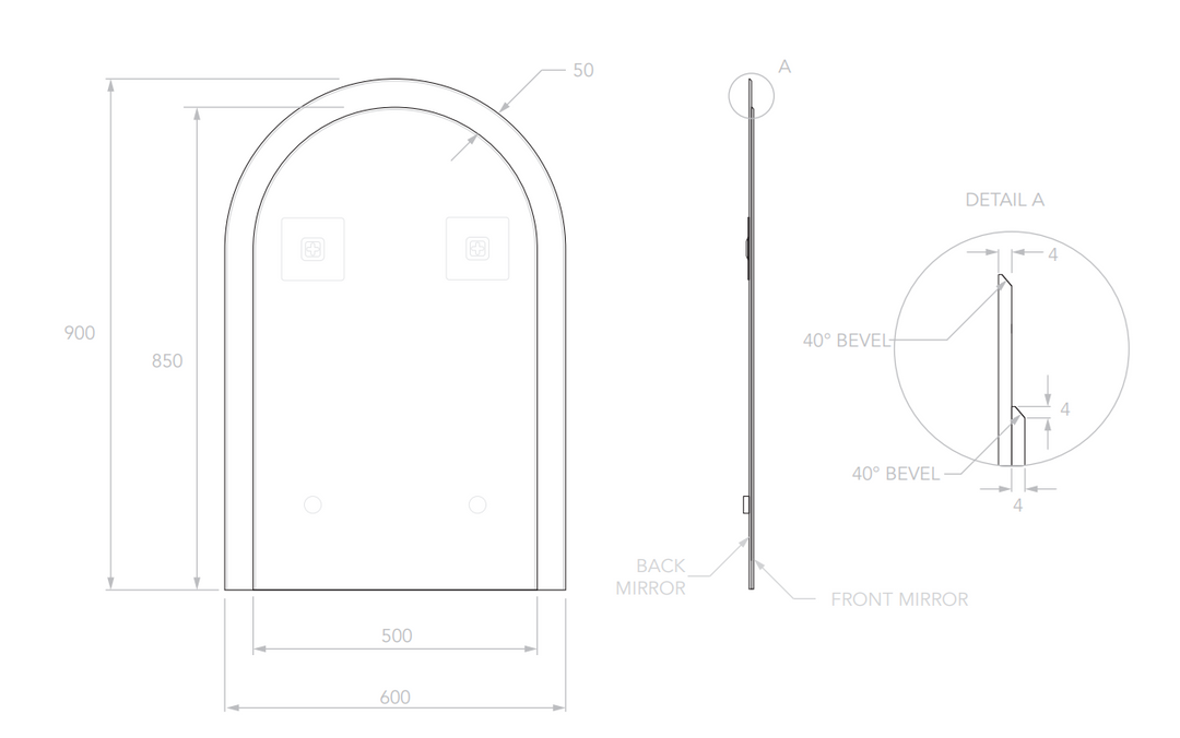 ADP Arch Overlay Frameless Mirror