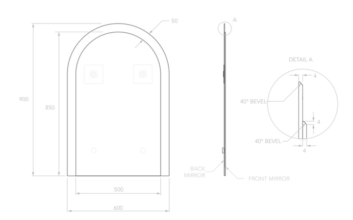 ADP Arch Overlay Frameless Mirror
