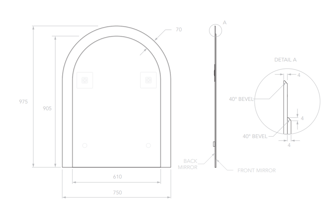 ADP Arch Overlay Frameless Mirror