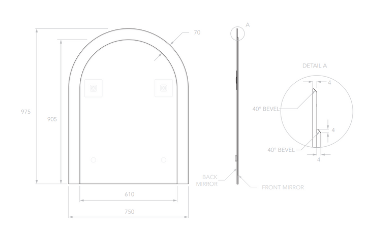 ADP Arch Overlay Frameless Mirror