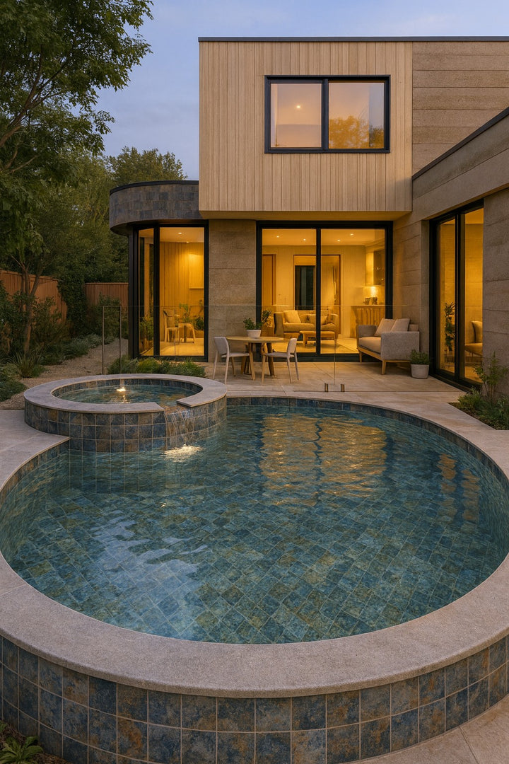 South Pacific Pool Mosaic Collection Samoa Verdigris 47x47mm