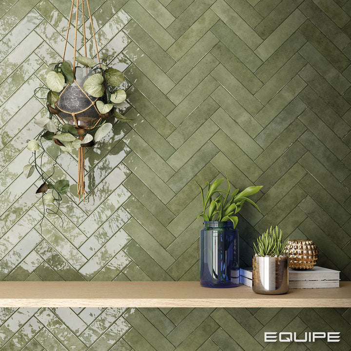 Tribeca Sage Green Gloss Subway 60x246mm