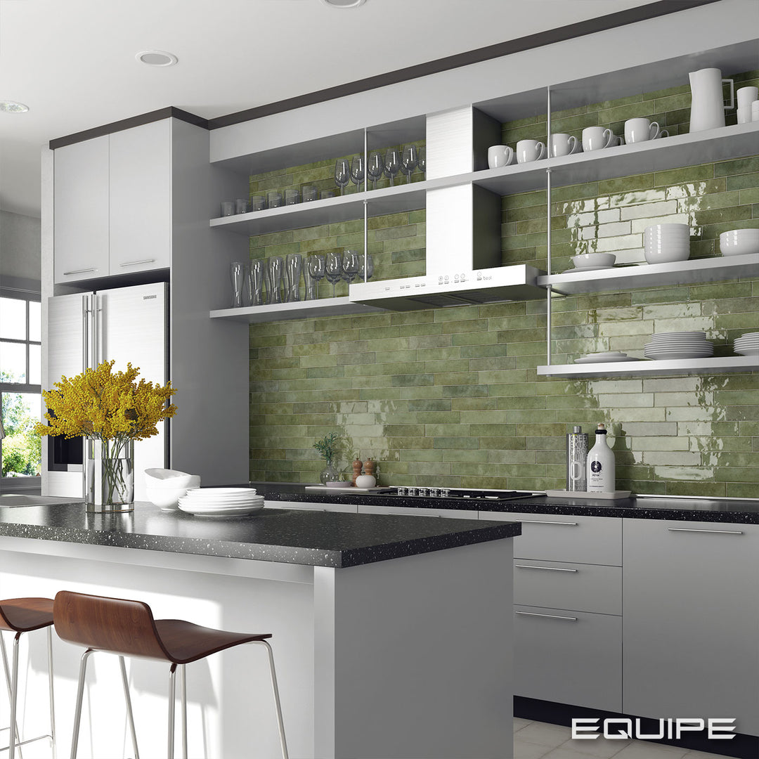 Tribeca Sage Green Gloss Subway 60x246mm