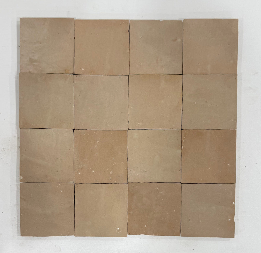 Zellige Beige Clear Terracotta Moroccan Square