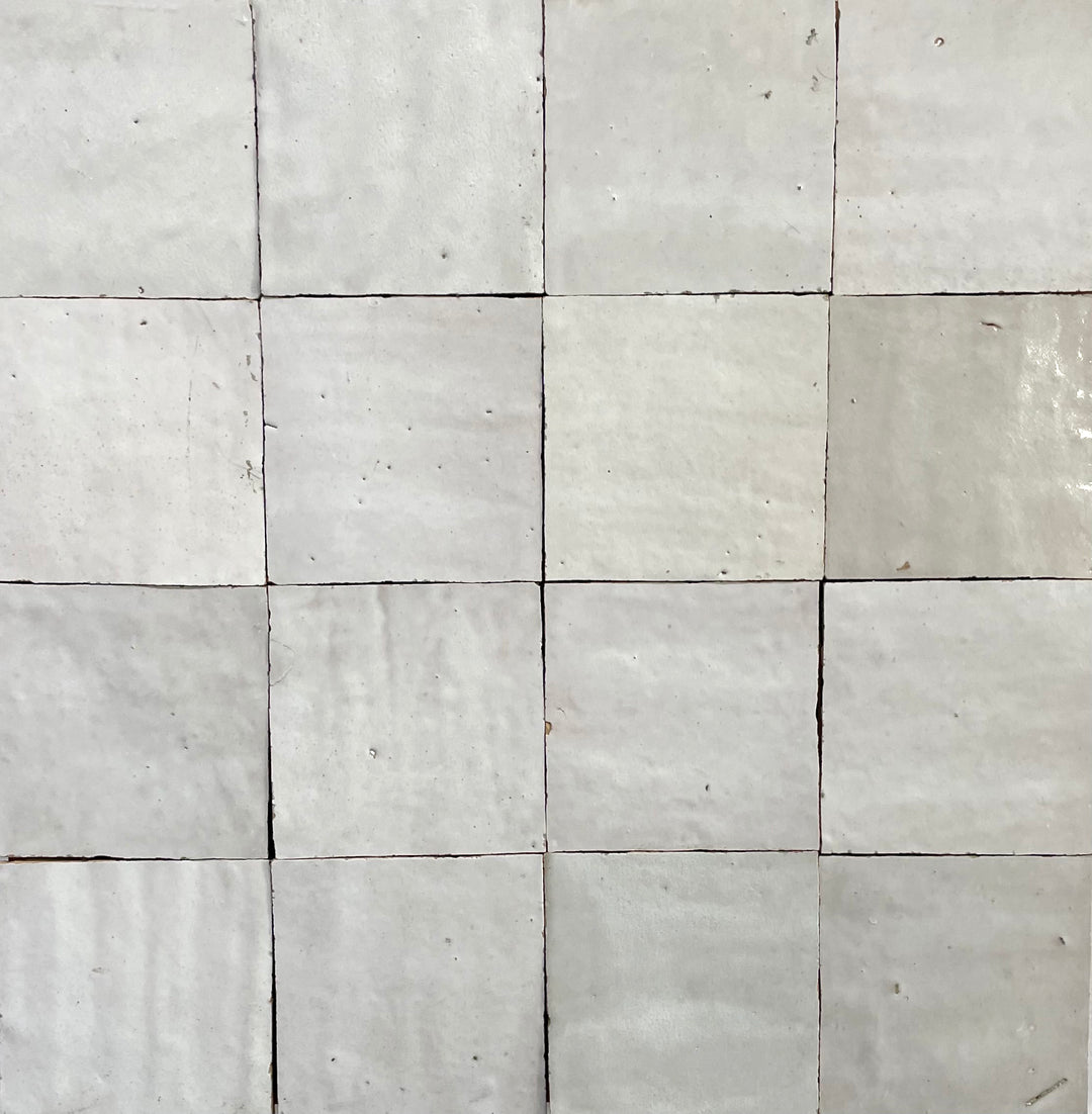Zellige White Fes Terracotta Moroccan Square