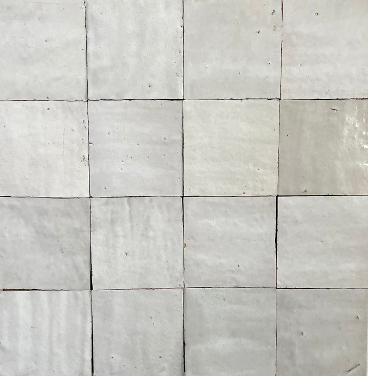 Zellige White Fes Terracotta Moroccan Square