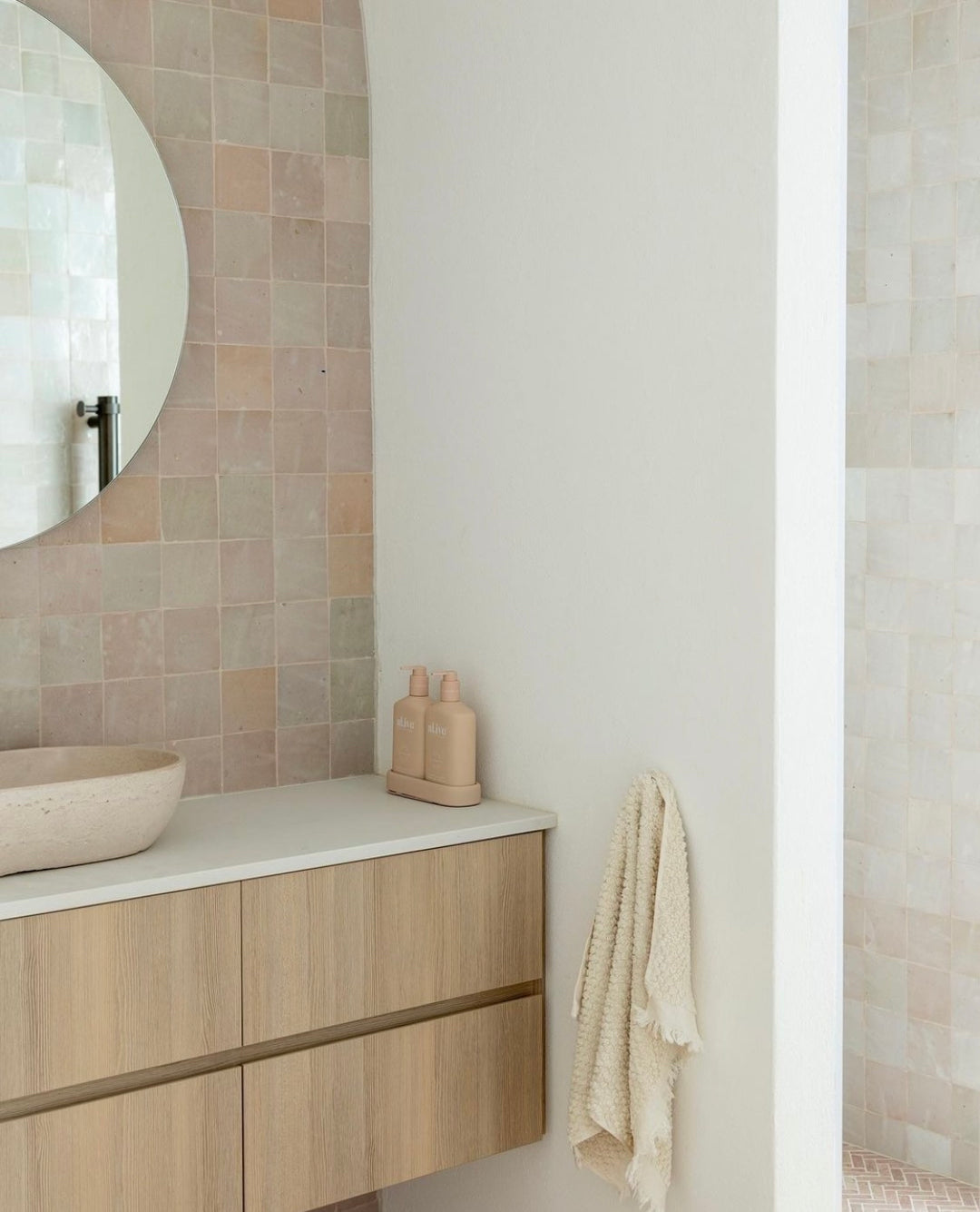 Zellige Gris Rosa Terracotta Moroccan Square