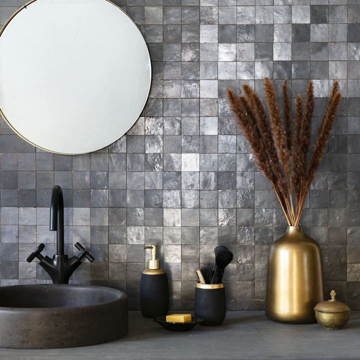 Zellige Noir Carbone Terracotta Moroccan Square
