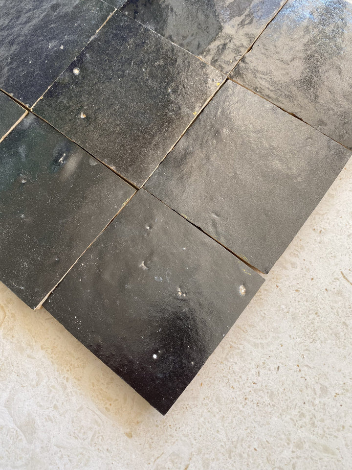 Zellige Noir Carbone Terracotta Moroccan Square