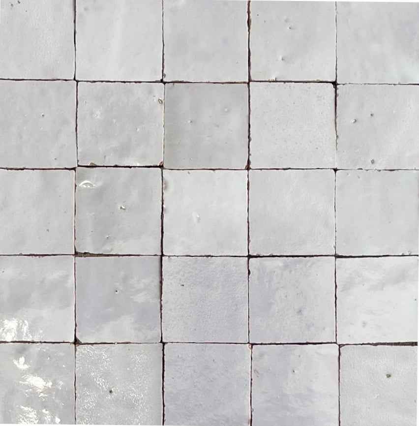Zellige White Fes Terracotta Moroccan Mosaic 300x300mm