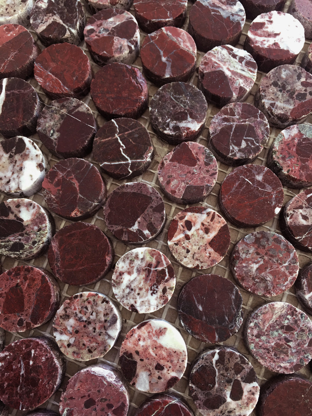 Moritz Maroon Penny Round Mosaic Natural Marble Honed