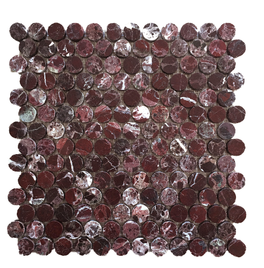 Moritz Maroon Penny Round Mosaic Natural Marble Honed