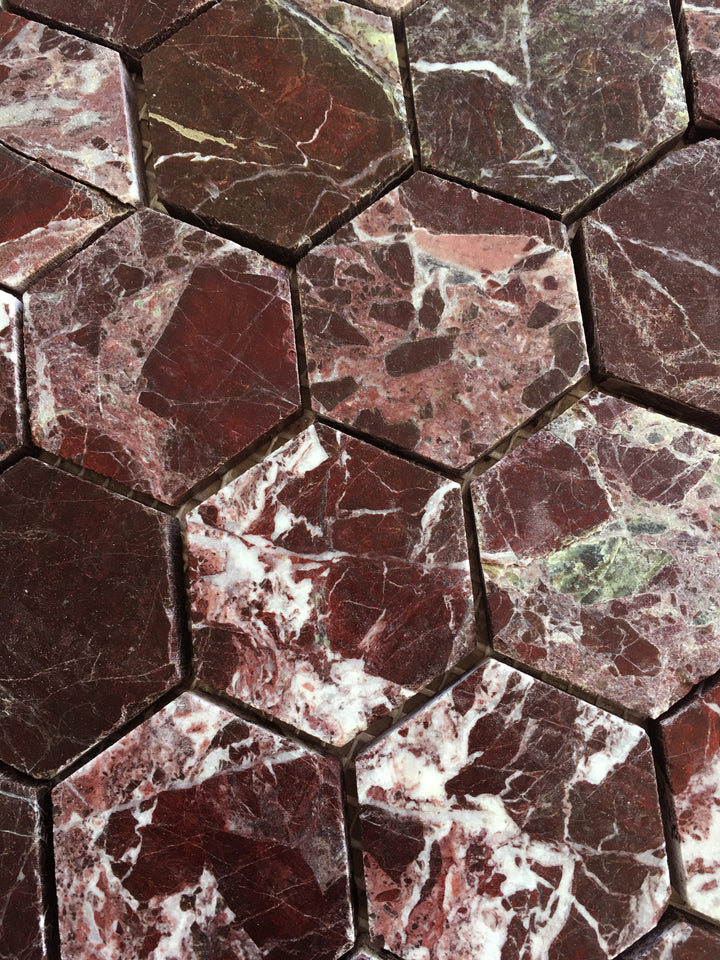 Moritz Maroon Hexagon Mosaic Natural Marble Honed