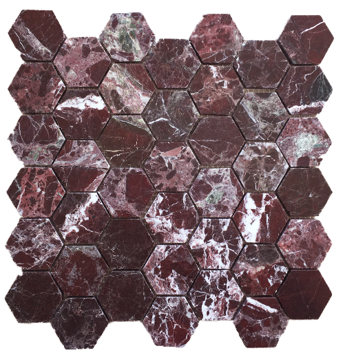 Moritz Maroon Hexagon Mosaic Natural Marble Honed