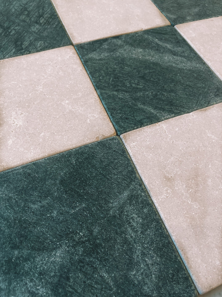 Indian Green Tumbled Square Natural Stone Tile 150×150mm