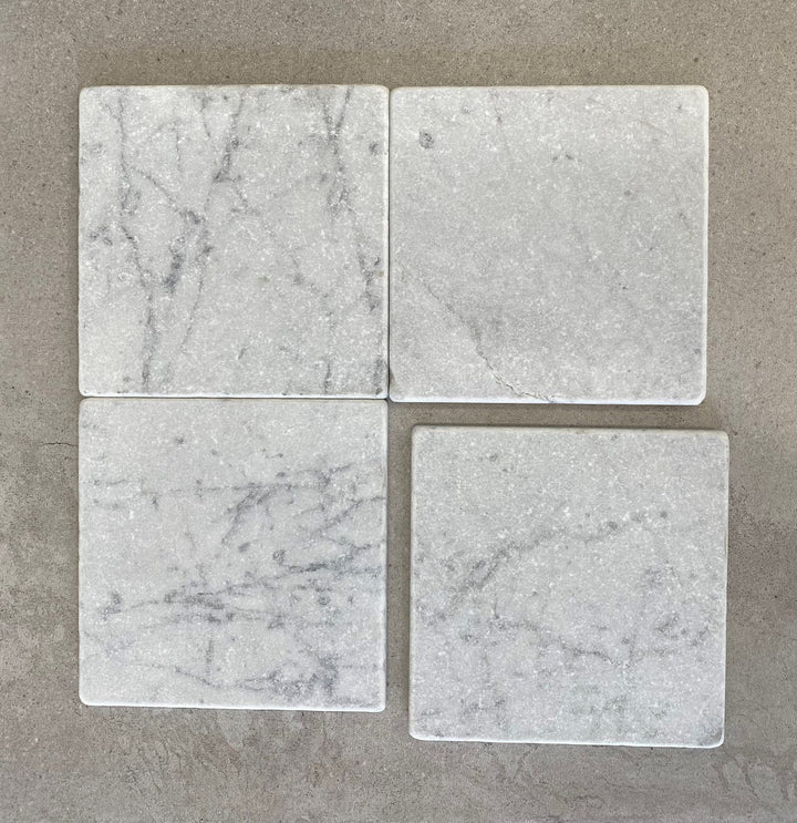 Natural Stone Carrara Tumbled Square Tile 150×150mm