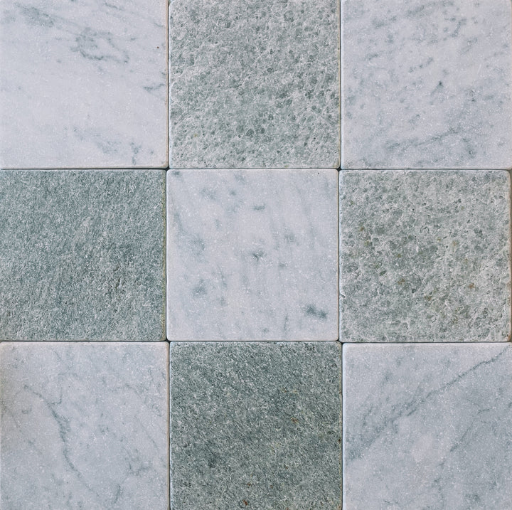 Natural Stone Carrara Tumbled Square Tile 150×150mm