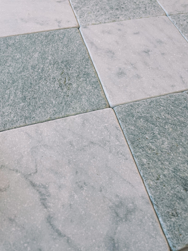 Natural Stone Carrara Tumbled Square Tile 150×150mm