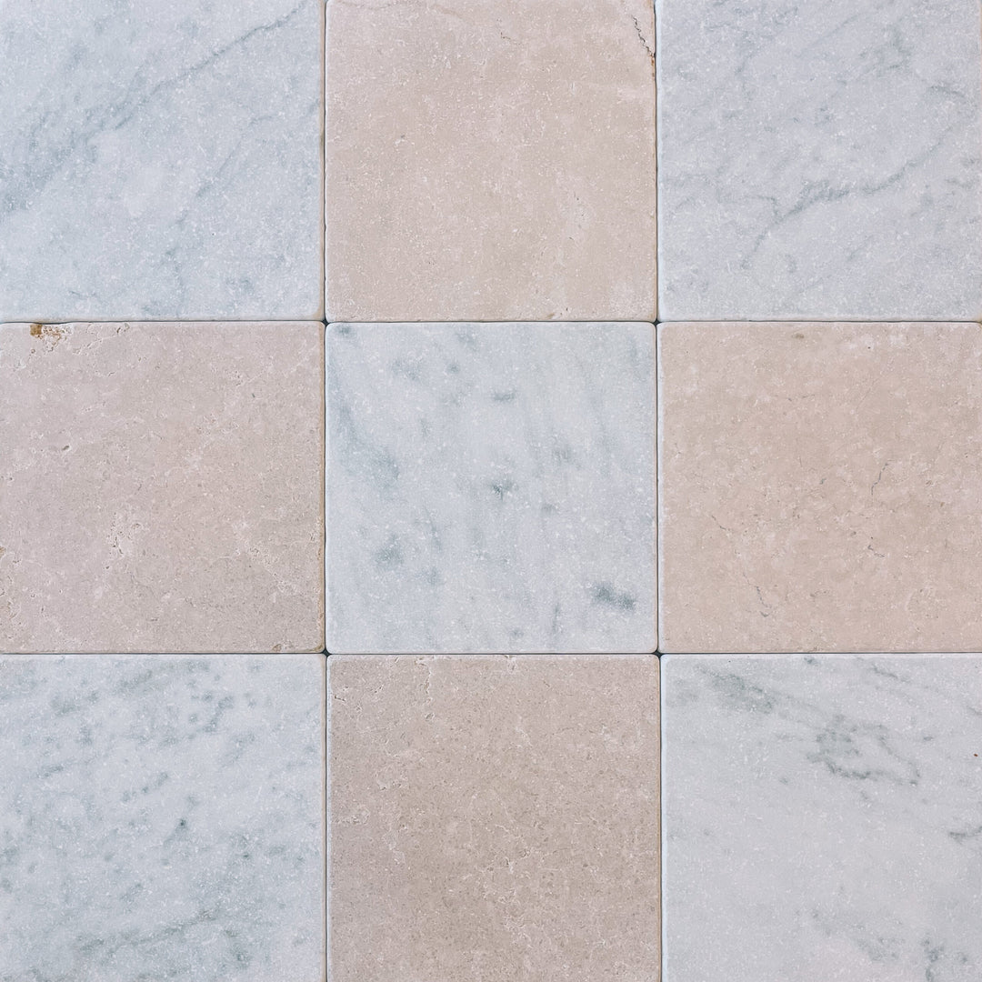 Natural Stone Carrara Tumbled Square Tile 150×150mm