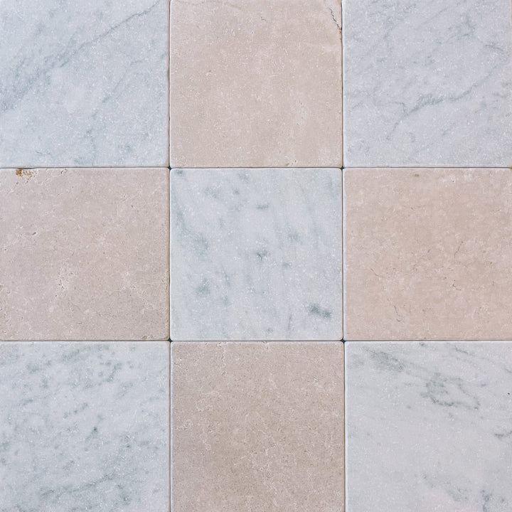 Natural Stone Carrara Tumbled Square Tile 150×150mm