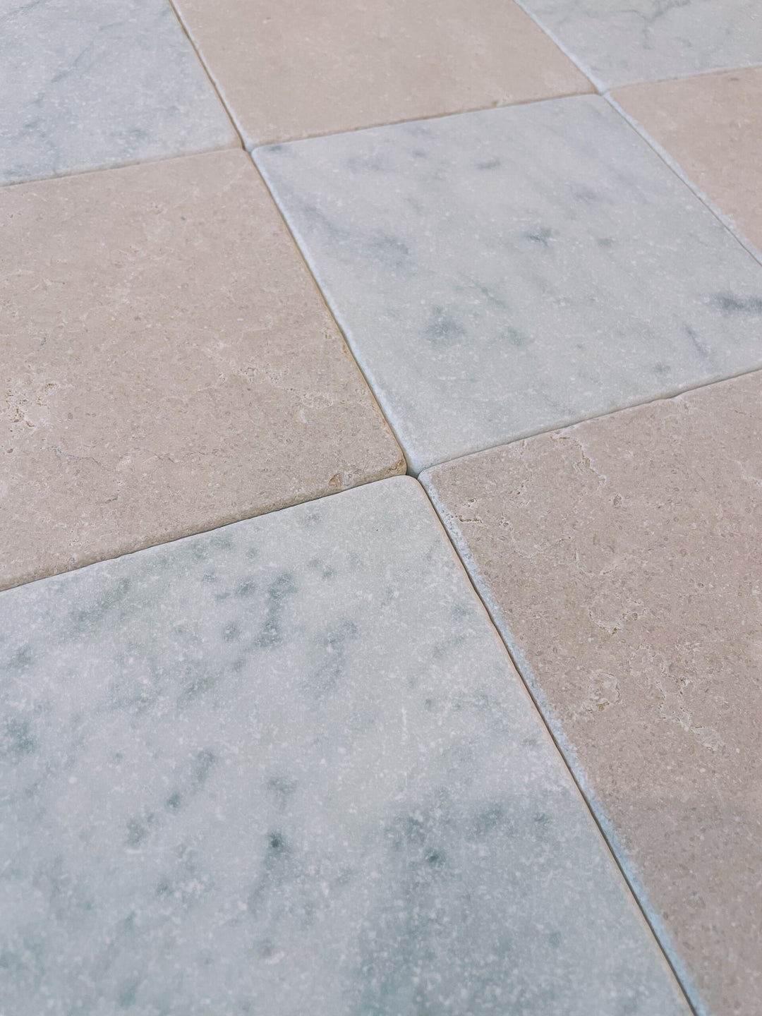 Natural Stone Carrara Tumbled Square Tile 150×150mm