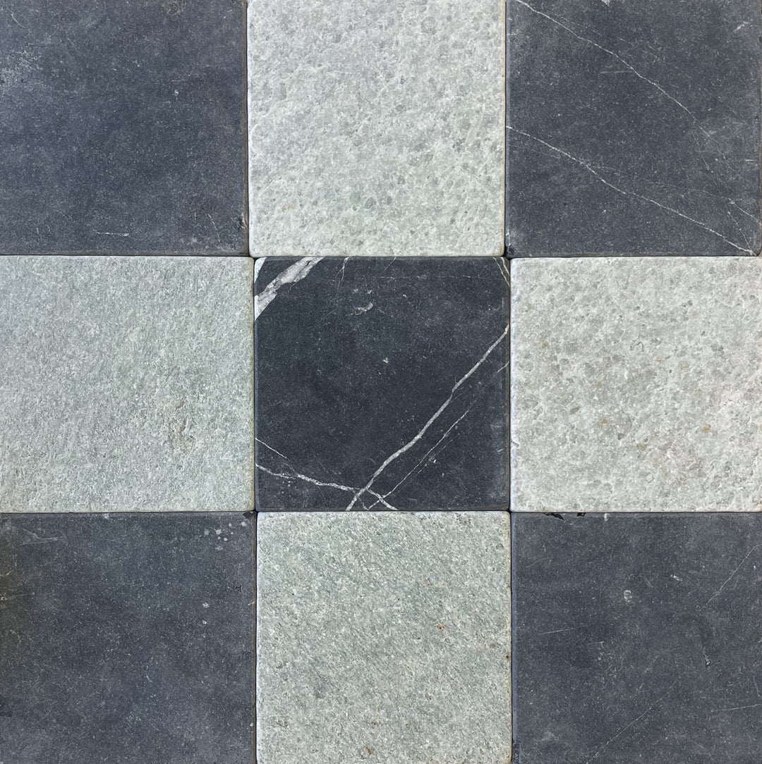 Natural Stone Nero Marquina Tumbled Square Tile 150×150mm