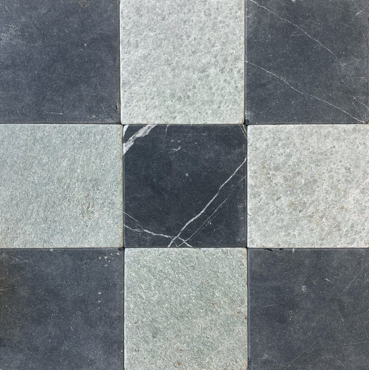 Natural Stone Nero Marquina Tumbled Square Tile 150×150mm
