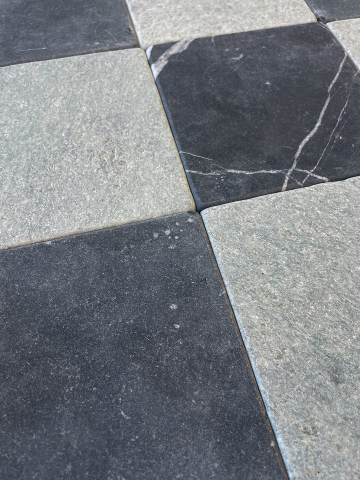 Natural Stone Nero Marquina Tumbled Square Tile 150×150mm
