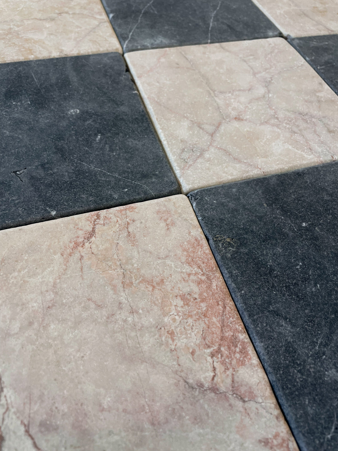 Natural Stone Nero Marquina Tumbled Square Tile 150×150mm