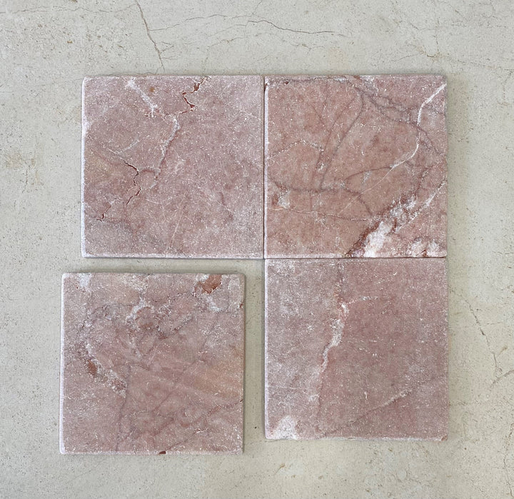 Natural Stone Rosso Crema Tumbled Square Tile 150×150mm